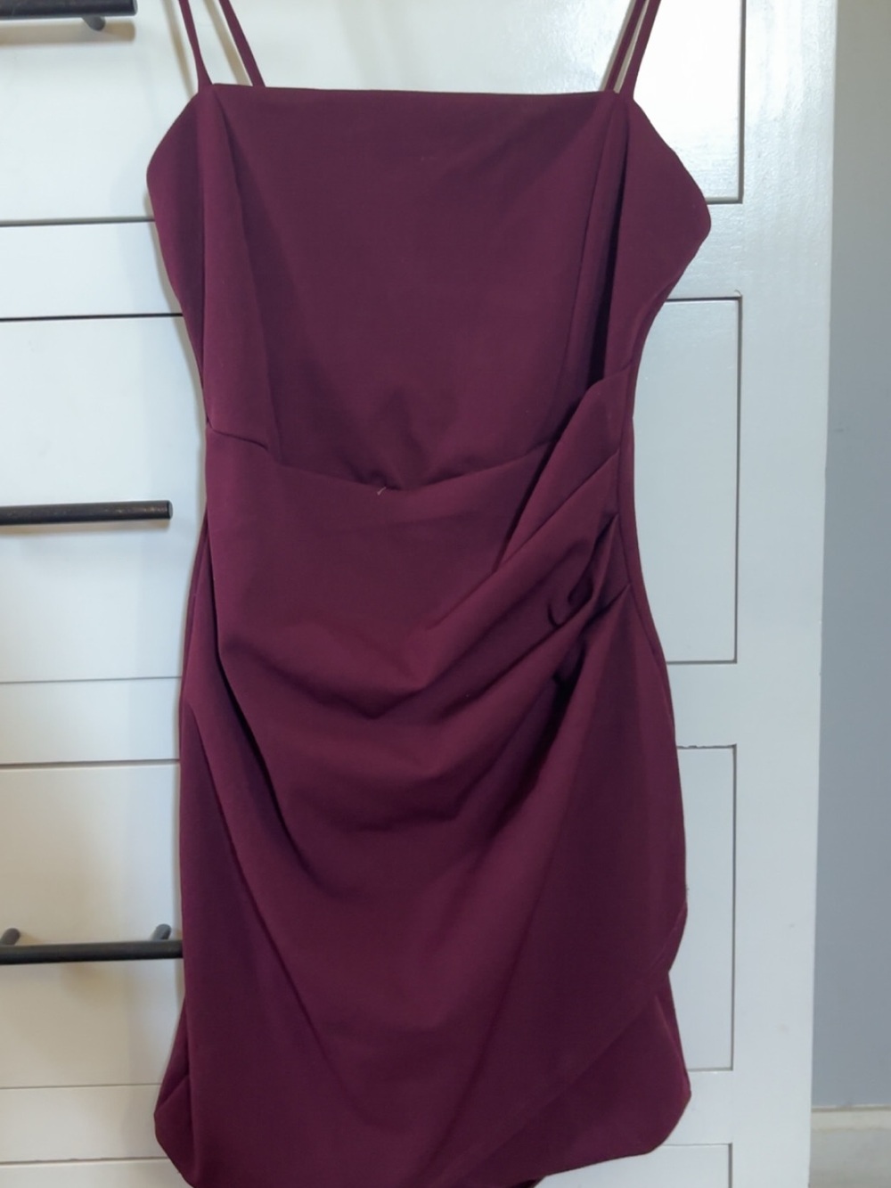 Windsor Burgundy Spaghetti-Strap Draped Mini Dress